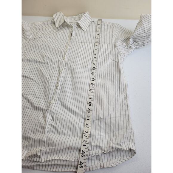 Vtg Jones New York Button Up Shirt White Gray Striped Long Sleeve Women's Size 8 - Picture 4 of 10